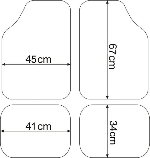 Rootz Car Foot Mat Set - Black Carpet Mats - All-Weather Floor Protectors - Non-Slip Safety - 45 x 67 cm Front, 41 x 34 cm Rear - Universal Fit