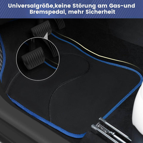 Rootz Car Floor Mat Set - Vehicle Carpet Protection - All-Weather Rubber Mats - Black - Universal Fit - 45cm x 67cm - 41cm x 34cm