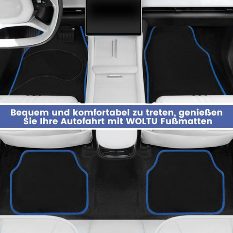 Rootz Car Floor Mat Set - Vehicle Carpet Protection - All-Weather Rubber Mats - Black - Universal Fit - 45cm x 67cm - 41cm x 34cm