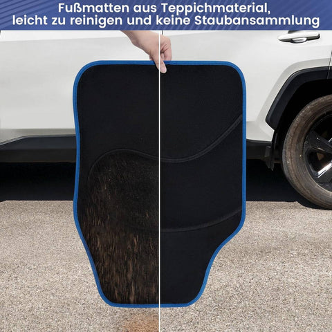 Rootz Car Floor Mat Set - Vehicle Carpet Protection - All-Weather Rubber Mats - Black - Universal Fit - 45cm x 67cm - 41cm x 34cm