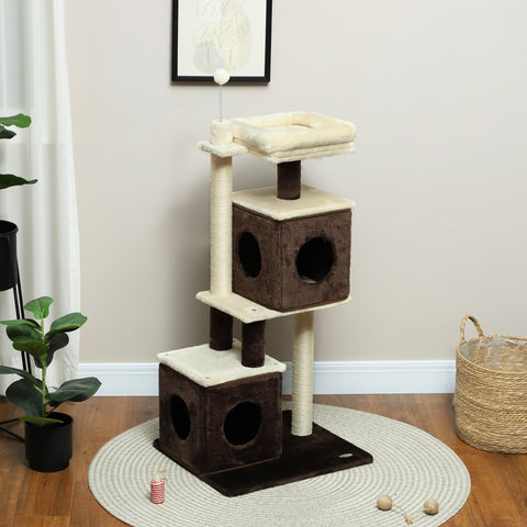 Rootz Cat Tree - Divisible Cat Tower - Indoor Cat Playground - Cozy Hideaway - 55cm x 48cm x 107cm