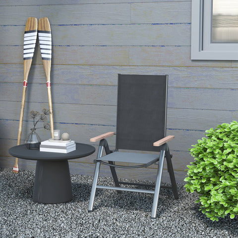 Rootz Steel Garden Chair - Folding Balcony Chair - Armrest Chair - Comfort with Eucalyptus Armrests - 60cm x 73cm x 108cm