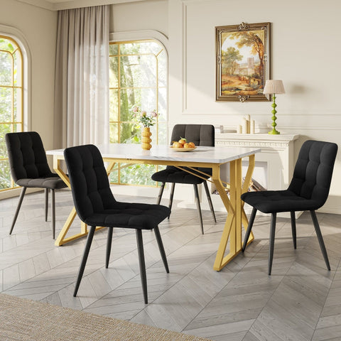 Rootz Dining Table - Marbled Table - Luxurious Dining Table - Adjustable Stability - 119L x 70W x 75H cm