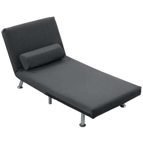 Rootz Folding Armchair with Bed Function - Velvet Recliner - Adjustable Chair - Compact & Space-Saving - 75 x 70 x 75 cm Grey
