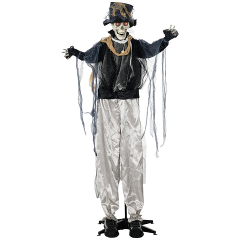 Rootz Halloween Ghost Decoration - Spooky Halloween Prop - Haunted House Decor - Motion Sensor - Sound Effects - LED Lights - 60cm x 16cm x 170cm - Polyester, PE, Plastic, Steel