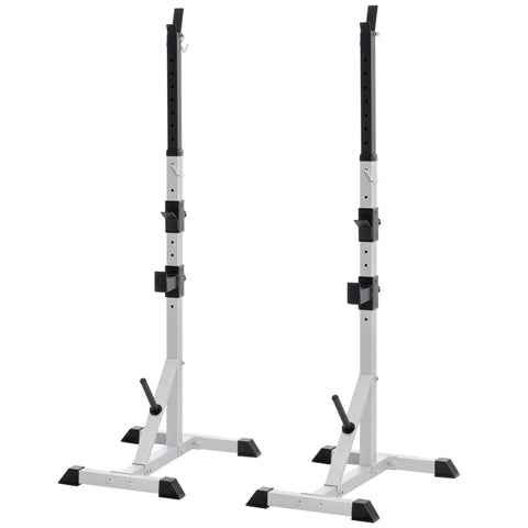 Rootz 2 Piece Set Dumbbell Stand - Barbell Rack - Weight Holder - Adjustable Height - Steel - 75.5cm x 136-176cm (Silver + Black)