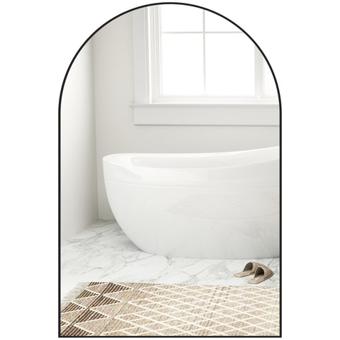 Rootz Curved Wall Mirror - Bathroom Glass - Bedroom Mirror - Rust & Water Resistant - 60cm x 3cm x 90cm