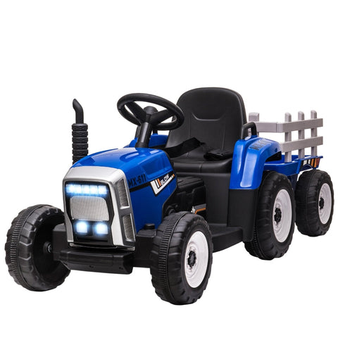 Rootz Children's Electric Car with Trailer - Ride-On Car - Kids' Electric Vehicle - Remote Control - Headlights - 136.5cm x 50cm x 52.5cm - Blue