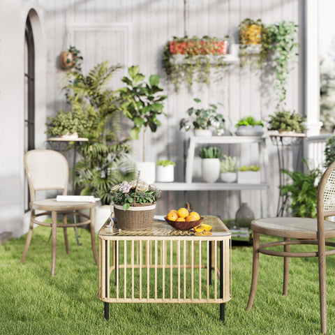 Rootz Poly Rattan Garden Table - Weatherproof Side Table - Quadratic Table - Durable Design - 65cm x 65cm x 43cm