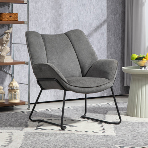 Rootz Lounge Chair - Relaxation Armchair - Linen Recliner - Soft Foam Padding - Steel Legs - 71.5cm W x 67cm T x 79cm H - Grey