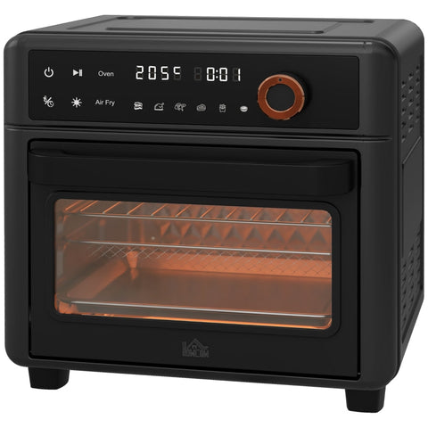 Rootz Black Mini Oven - Air Fryer - Countertop Oven - 6 Presets - Even Cooking - Saves Time & Energy - 33.5cm x 32cm x 32.5cm
