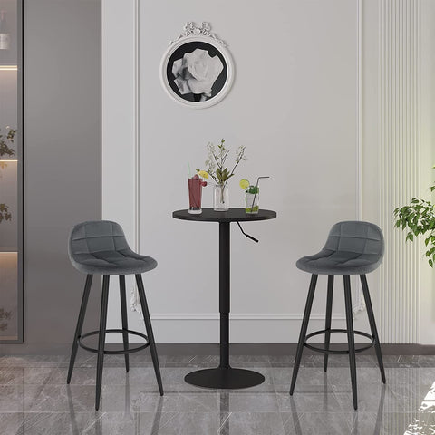 Rootz Velvet Bar Stool - Counter Stool - Kitchen Stool - Comfortable Seating - Sturdy Build - Easy Assembly - 84cm x 39cm x 31cm