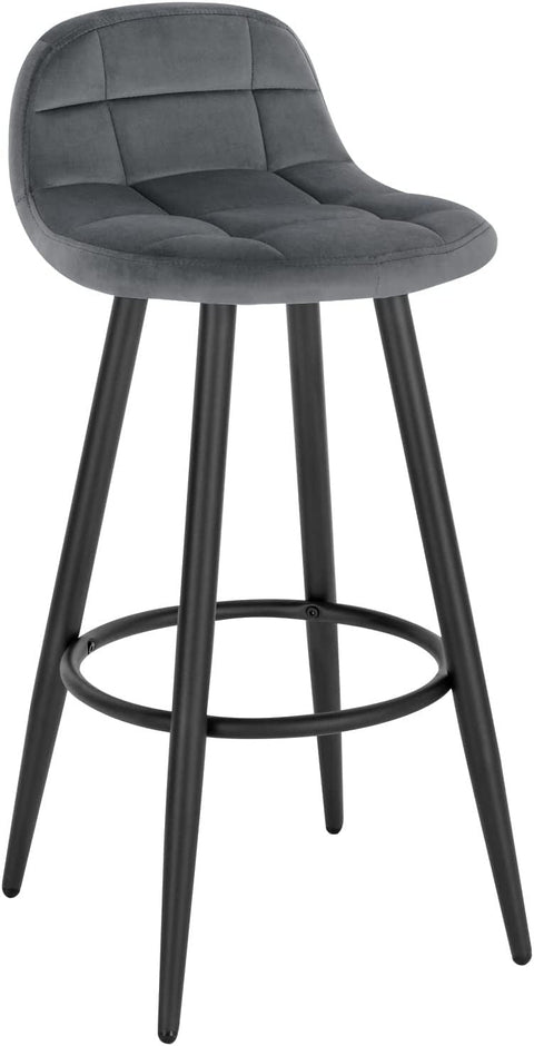 Rootz Velvet Bar Stool - Counter Stool - Kitchen Stool - Comfortable Seating - Sturdy Build - Easy Assembly - 84cm x 39cm x 31cm