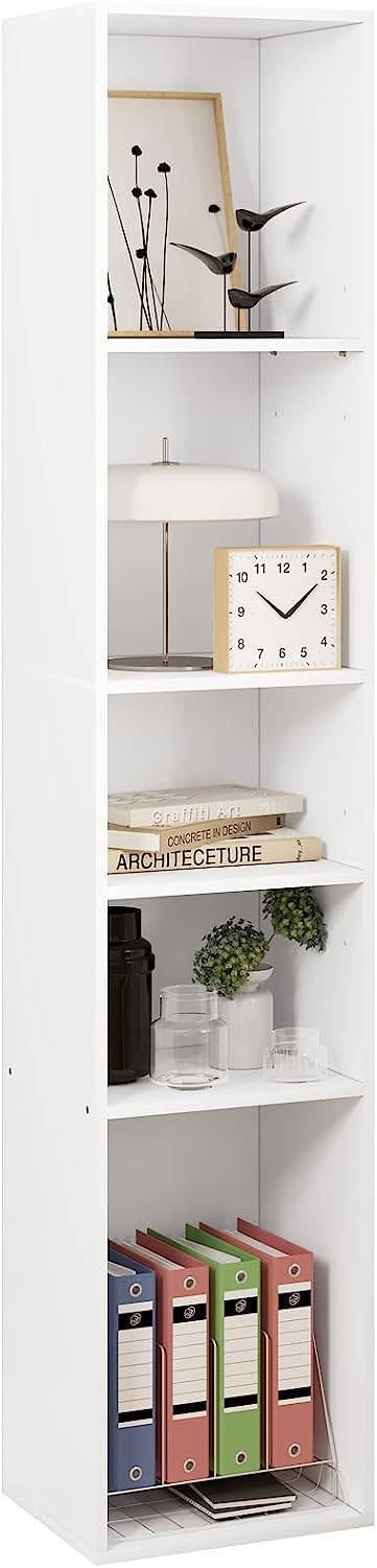 Rootz Bookshelf Storage Unit - 5 Shelf Wooden Bookcase - Organizer Display Stand - Versatile Furniture - 30cm x 151cm x 26cm
