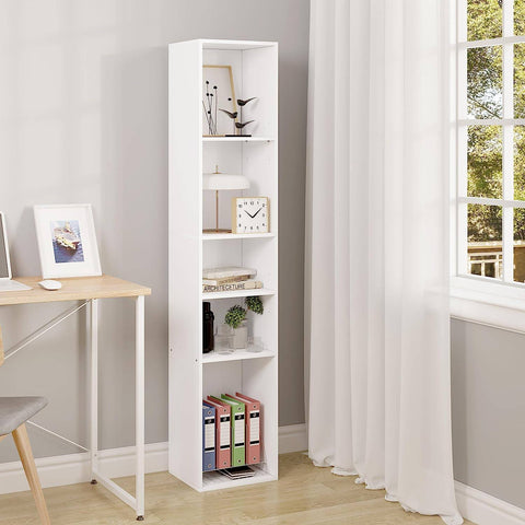 Rootz Bookshelf Storage Unit - 5 Shelf Wooden Bookcase - Organizer Display Stand - Versatile Furniture - 30cm x 151cm x 26cm