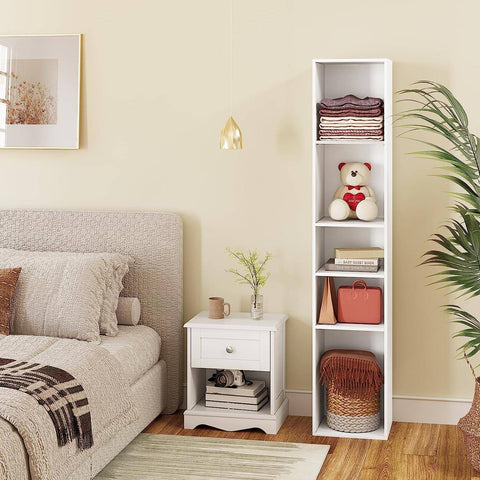 Rootz Bookshelf Storage Unit - 5 Shelf Wooden Bookcase - Organizer Display Stand - Versatile Furniture - 30cm x 151cm x 26cm