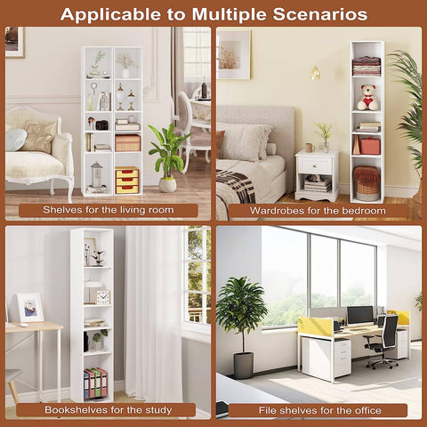 Rootz Bookshelf Storage Unit - 5 Shelf Wooden Bookcase - Organizer Display Stand - Versatile Furniture - 30cm x 151cm x 26cm