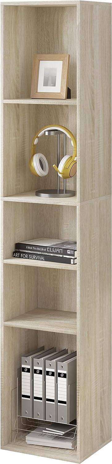 Rootz Bookcase Storage Shelf - Free Standing Bookshelf - Adjustable Dividers - Wood Material - Stable & Safe - 30cm x 151cm x 26cm