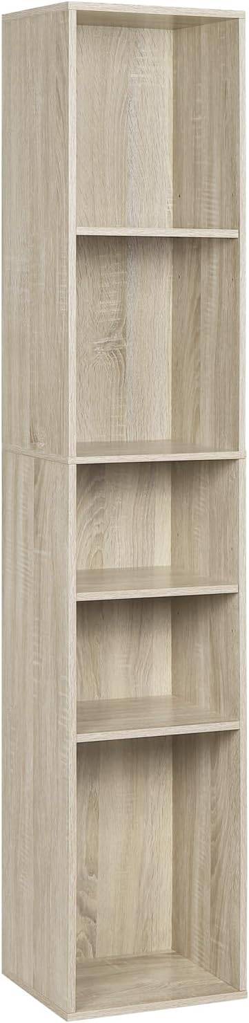 Rootz Bookcase Storage Shelf - Free Standing Bookshelf - Adjustable Dividers - Wood Material - Stable & Safe - 30cm x 151cm x 26cm