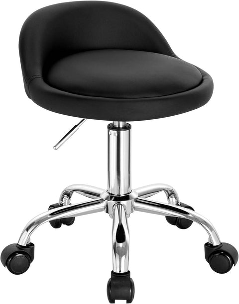 Rootz Makeup Stool - Rolling Stool - Adjustable Height - Ergonomic Backrest - 30cm x 30cm x 53-65.5cm