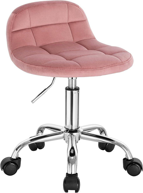 Rootz Office Stool - Desk Chair - Rolling Stool - Velvet - Ergonomic - Adjustable Height - 56.5-68cm x 38 x 31cm - Stylish & Practical