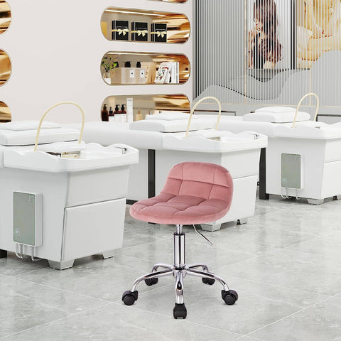 Rootz Office Stool - Desk Chair - Rolling Stool - Velvet - Ergonomic - Adjustable Height - 56.5-68cm x 38 x 31cm - Stylish & Practical