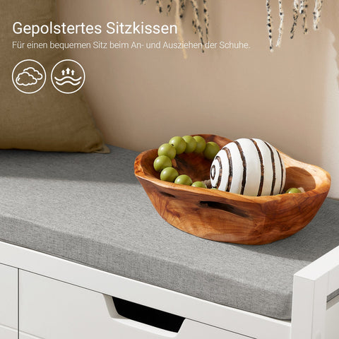 Rootz Shoe Storage Cabinet - Shoe Organizer - White MDF Shoe Bench - Comfortable Seating - 91x50x31cm