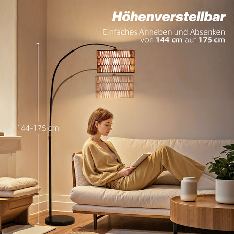 Rootz Floor Lamp - Lighting Fixture - Adjustable Lamp - Height Adjustable, Foot Switch - 93cm x 34cm x 144-175cm