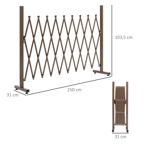 Rootz Retractable Barrier - Safety Gate - Extendable Fence - Durable Aluminum - 250L x 31B x 104H cm