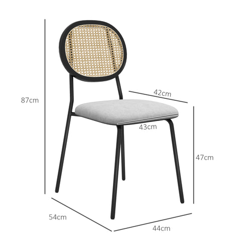 Rootz 2 Piece Set Dining Chairs - Kitchen Chairs - Rattan Chairs - Breathable Comfort - 44cm x 54cm x 87cm