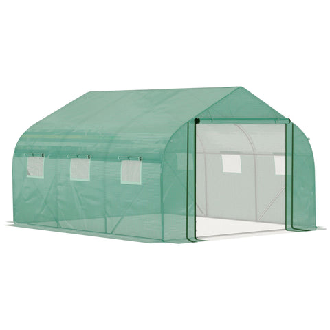 Rootz Garden Greenhouse Tunnel - Plant Shelter - UV Protection - Galvanized Steel - 3.47m x 3m x 2m - 6 Windows & Roll-Up Zipper Door