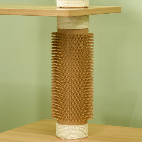 Rootz Scratching Post - Cat Tree - Cat Cave - 1 Cat Cave - 1 Lying Surface - Brown + White - 59.5 cm x 39.5 cm x 114 cm