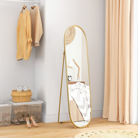 Rootz Full-Length Mirror - Standing Mirror - Rustproof Metal Frame - Elegant Oval Shape - Clear Reflection - 40cm x 41cm x 159cm