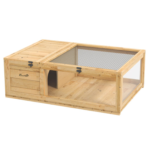 Rootz Wooden Turtle House - Turtle Enclosure - Reptile Habitat - Spacious & Ventilated - Boosts Comfort - 91 x 60.5 x 32 cm - Brown