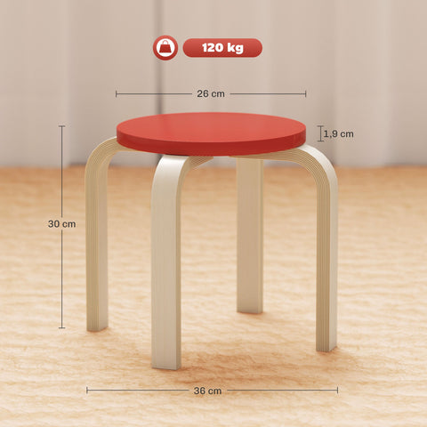 Rootz 4 Stack Set Stools - Colorful Kitchen Chairs - Birch Plywood Seating - Stable & Secure - 36cm x 36cm x 30cm