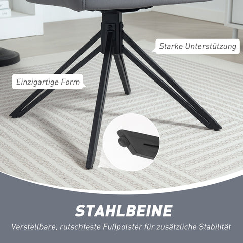 Rootz Retro Accent Chair - Lounge Chair - Dining Chair - Generous Upholstery - Grey - 58cm x 60.5cm x 79cm