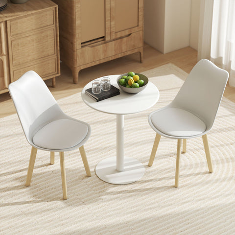 Rootz Round Dining Table - 2-Seater Dining Table - Indoor Outdoor Table - Durable Steel - 60cm x 72cm - White