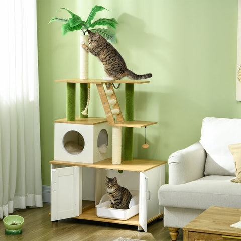 Rootz Scratching Post Cat Tree - Cat Climbing Tower - Cat Activity Center - Ultimate Cat Retreat - Anti-Tip Protection - Adjustable Feet - 80cm x 48cm x 160cm