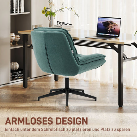 Rootz Rotatable Office Chair - Swivel Desk Chair - Upholstered Seat - Comfort with Foam - 65.5 x 76 x 80 cm - Green