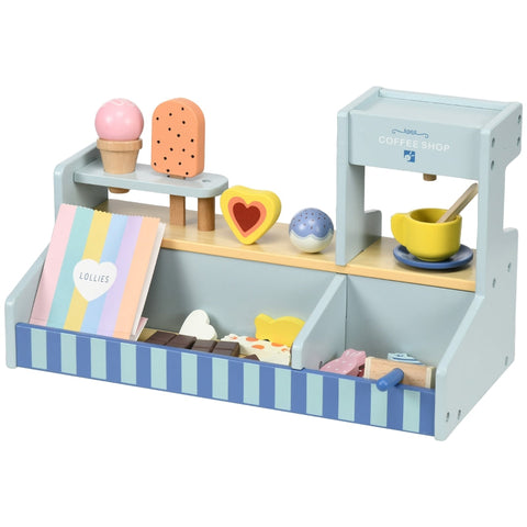 Rootz Ice Cream Wooden Toy - Playset for Kids - Educative Toy - Imaginative Play - Child-Friendly Materials - 42cm x 20cm x 24.5cm