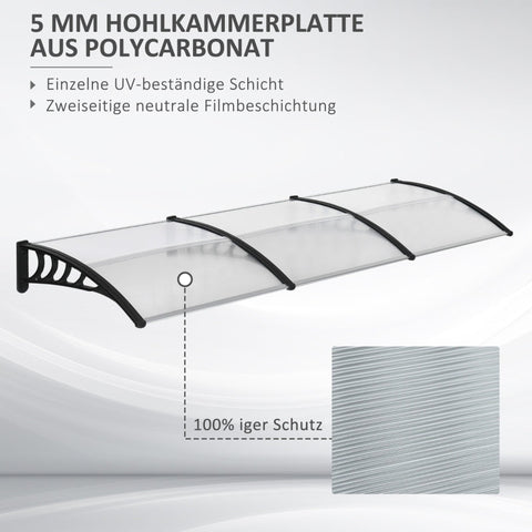 Rootz Entryway Canopy - Door Awning - Window Canopy - UV Protection - 303L x 96W x 27H cm