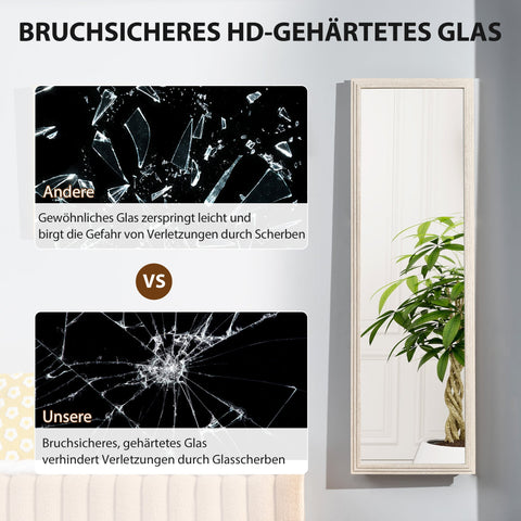 Rootz Full Length Mirror - Dressing Mirror - Floor Mirror - Crystal Clear Reflection - 160 x 50 cm - White Frame - Shatterproof Safety Glass