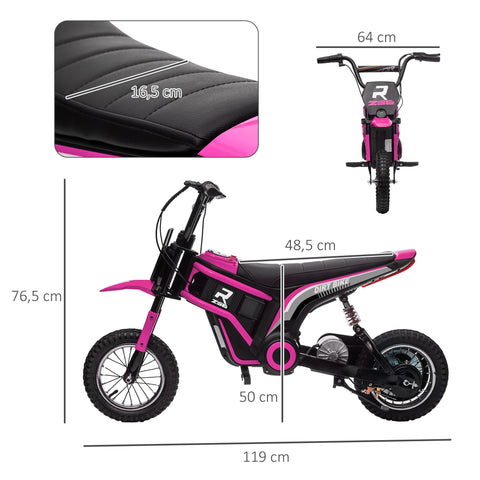 Rootz Purple and Black Electric Motorcycle for Kids - Children's Ride-On - Motorbike - 24V Engine - Adjustable Speed - Horn & Lamp - 119cm x 64cm x 76.5cm