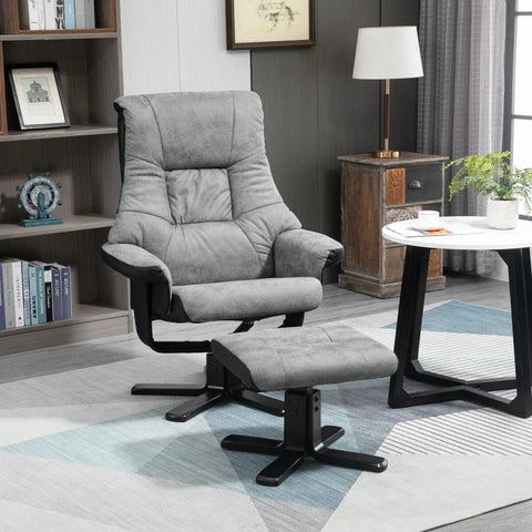 Rootz Relaxation Chair With Stool - 360° Rotatable - 135° Tiltable - Recliner Chair - Breathable Cover - Gray - 78 x 82.5 x 109 cm