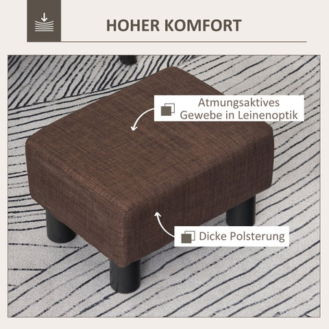 Rootz Stylish Stool with Fabric Cover - Footrest - Coffee Table - Comfortable Seating - Versatile Usage - Floor Protection - 40W x 30D x 24H cm - Linen Fabric