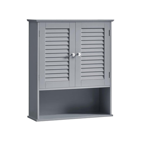 Rootz Bathroom Cabinet - Storage Unit - Organizer - Adjustable Shelf - 30x30x82cm -Grey - MDF - Slatted Doors