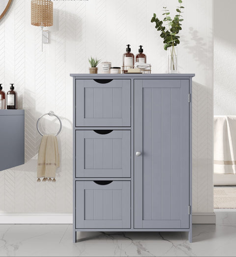 Rootz Bathroom Cabinet Storage Organizer - Gray Room Cabinet - Shelf Unit - MDF Material - 30 x 60 x 81 cm