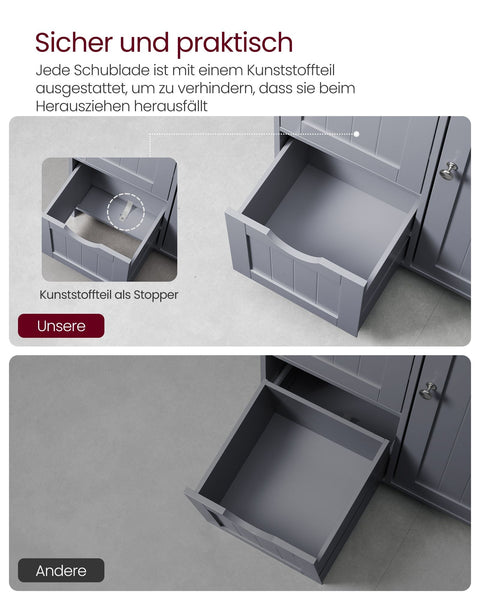 Rootz Bathroom Cabinet Storage Organizer - Gray Room Cabinet - Shelf Unit - MDF Material - 30 x 60 x 81 cm