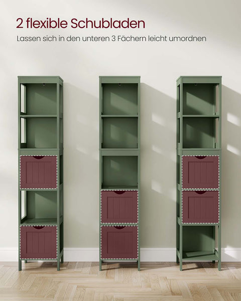 Rootz Bathroom Cabinet - Storage Organizer - MDF Cupboard - Space Saving - 30cm x 30cm x 141.5cm -Green