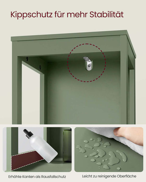 Rootz Bathroom Cabinet - Storage Organizer - MDF Cupboard - Space Saving - 30cm x 30cm x 141.5cm -Green